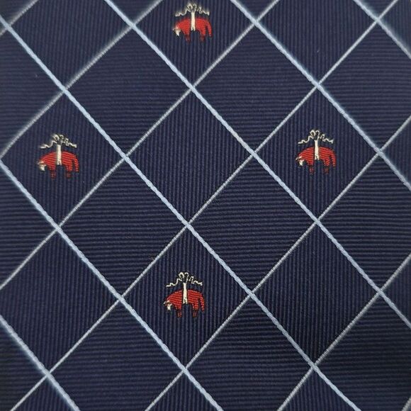 Brooks Brothers Navy Embroidered Italian Silk Tie 3.75x60 - Made in USA - Picture 6 of 8
